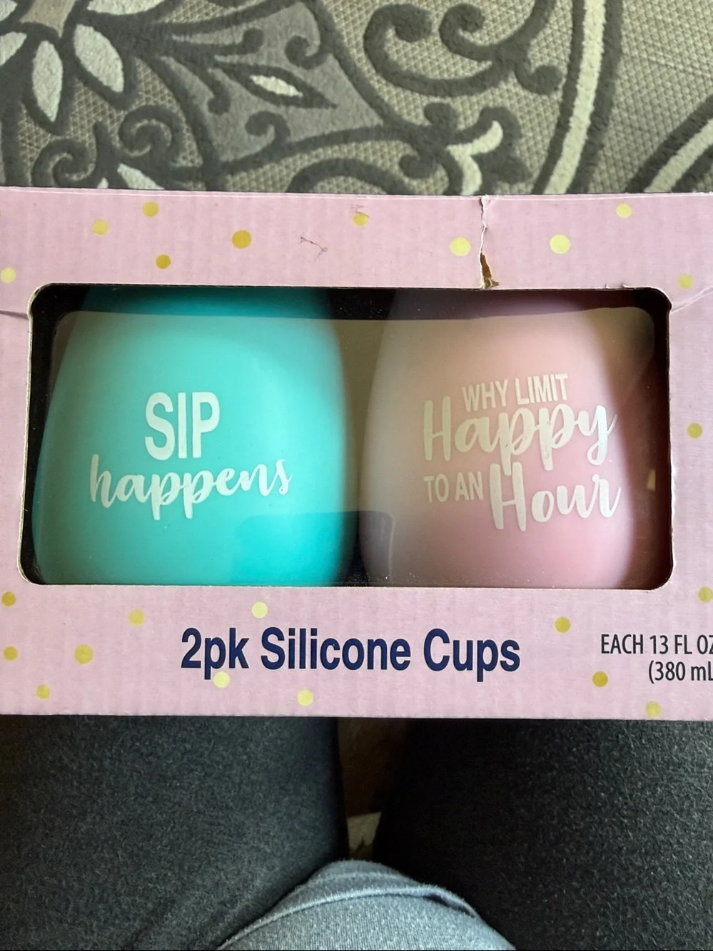 2-Pack Silicone Wine Cups for Parties - Pink & Teal